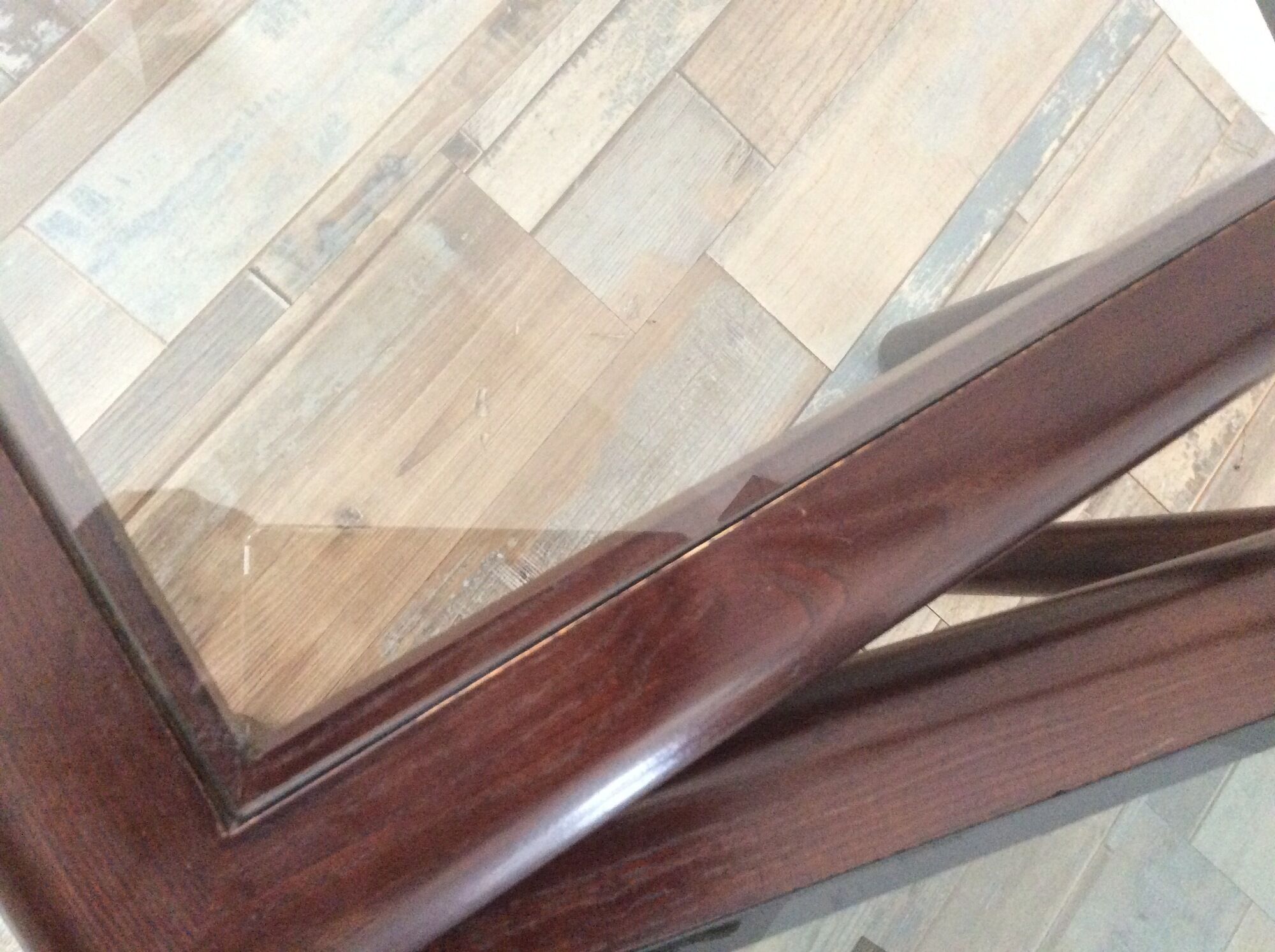 Series of 3 wooden and glass tables from the 70s