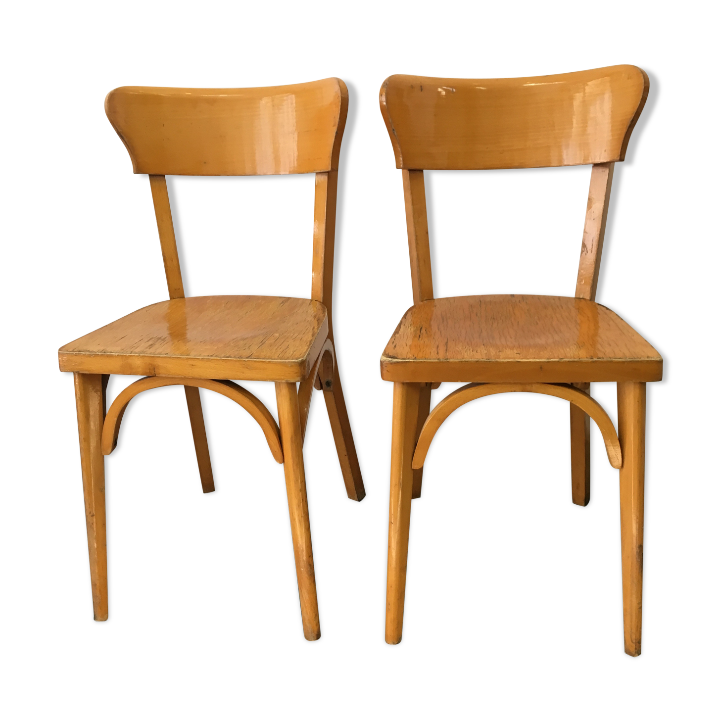 Pair of chaises bistrot vintage wood