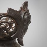 Cast Iron planter decorated with masks and lion paws, France 1850s