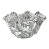 Cendrier vide poche en cristal transparent forme organique.