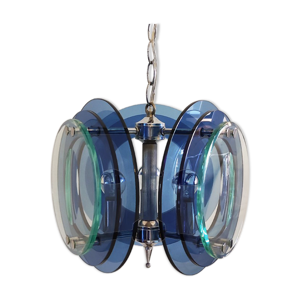 Magnifique lustre bleu et vert des années 1970 par veca. fabriqué en italie