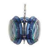 1970s gorgeous blue and green chandelier by veca. made in italy