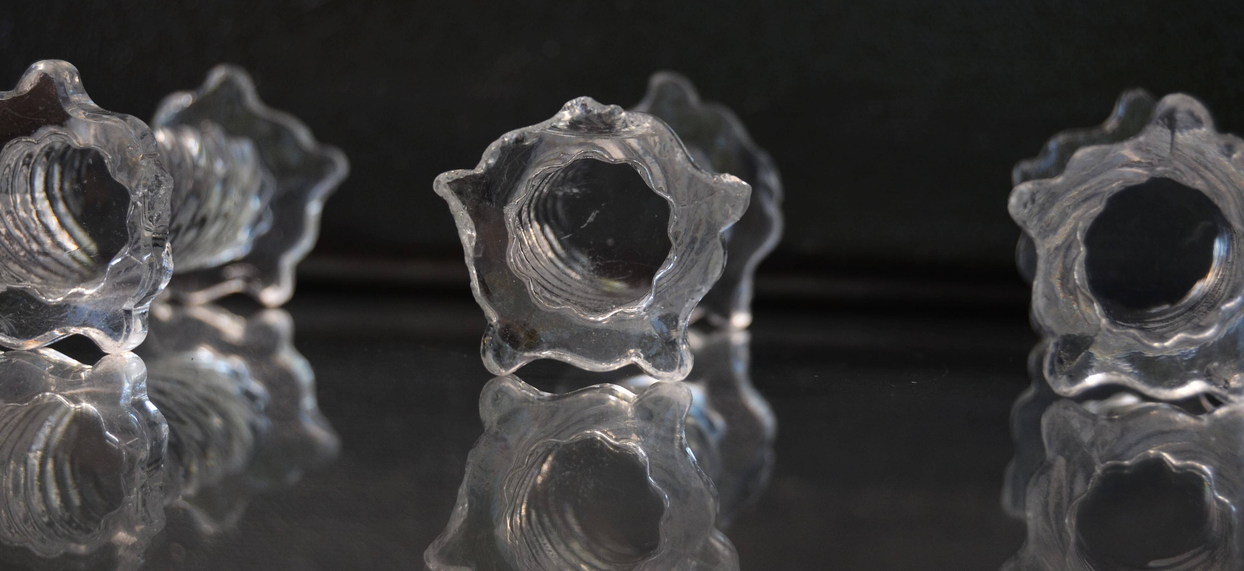 Lot of 5+2 Mid Century Twisted Knife Rests Cristallerie de Sevres Crystal Depose