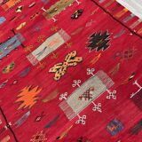 Unique and medium berber kilim, red rug, moroccan kilim, decoration rug