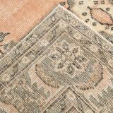 Tapis persan vintage saumon et ivoire, médaillon floral noué main,182x284Cm