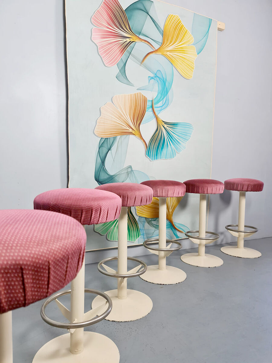 Midcentury design industrial barstools 'perfect pink'