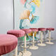 Midcentury design industrial barstools 'perfect pink'