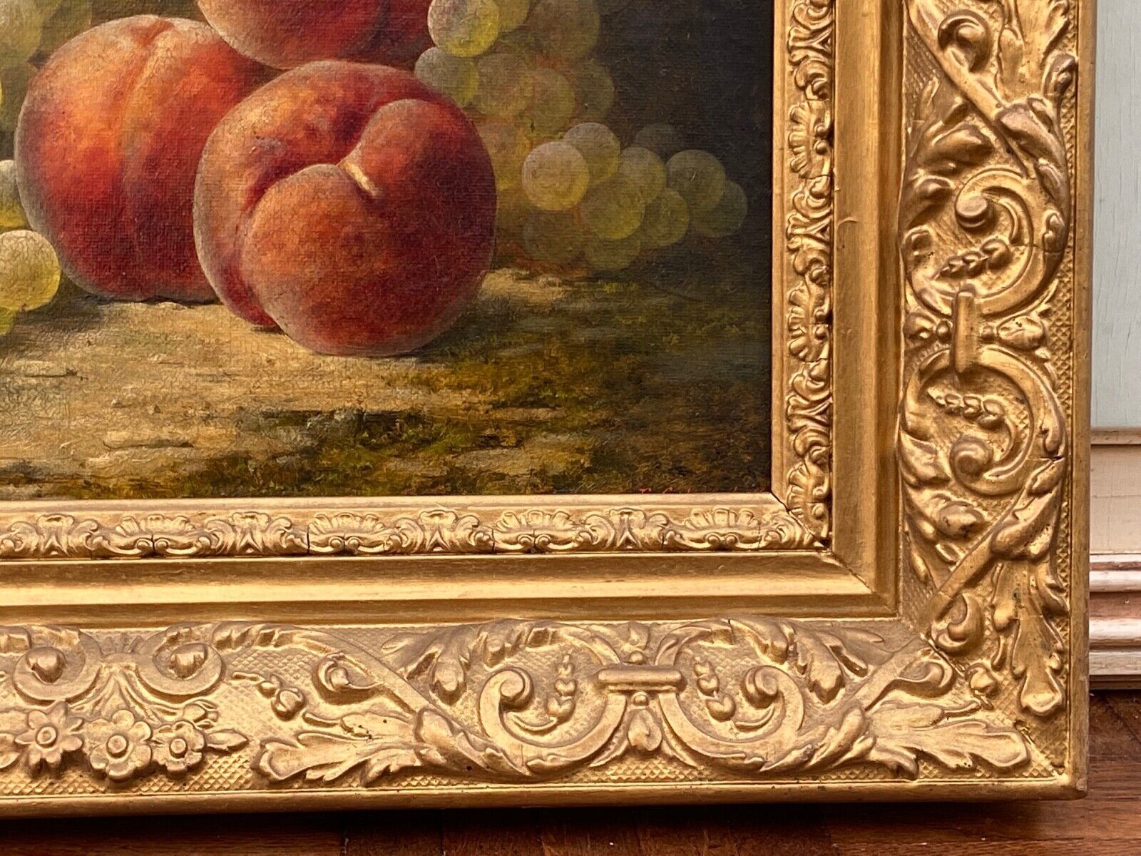 Still life by joseph eugene gilbault 85 peaches and bunches of grapes