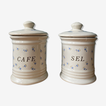 Deux pots à épices « café » et « sel »