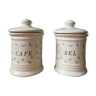 Two spice jars "coffee" and "salt"