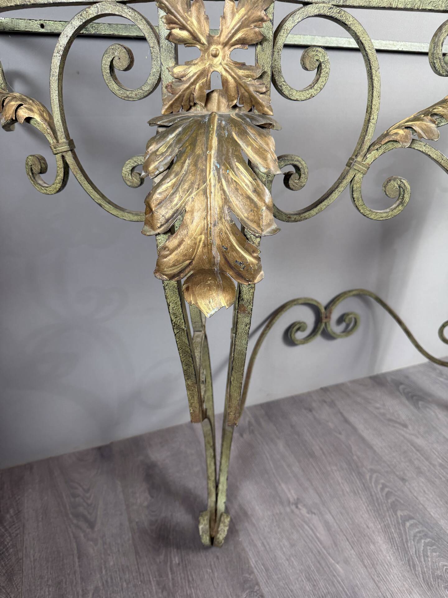 Wall console in wrought iron, 20th century