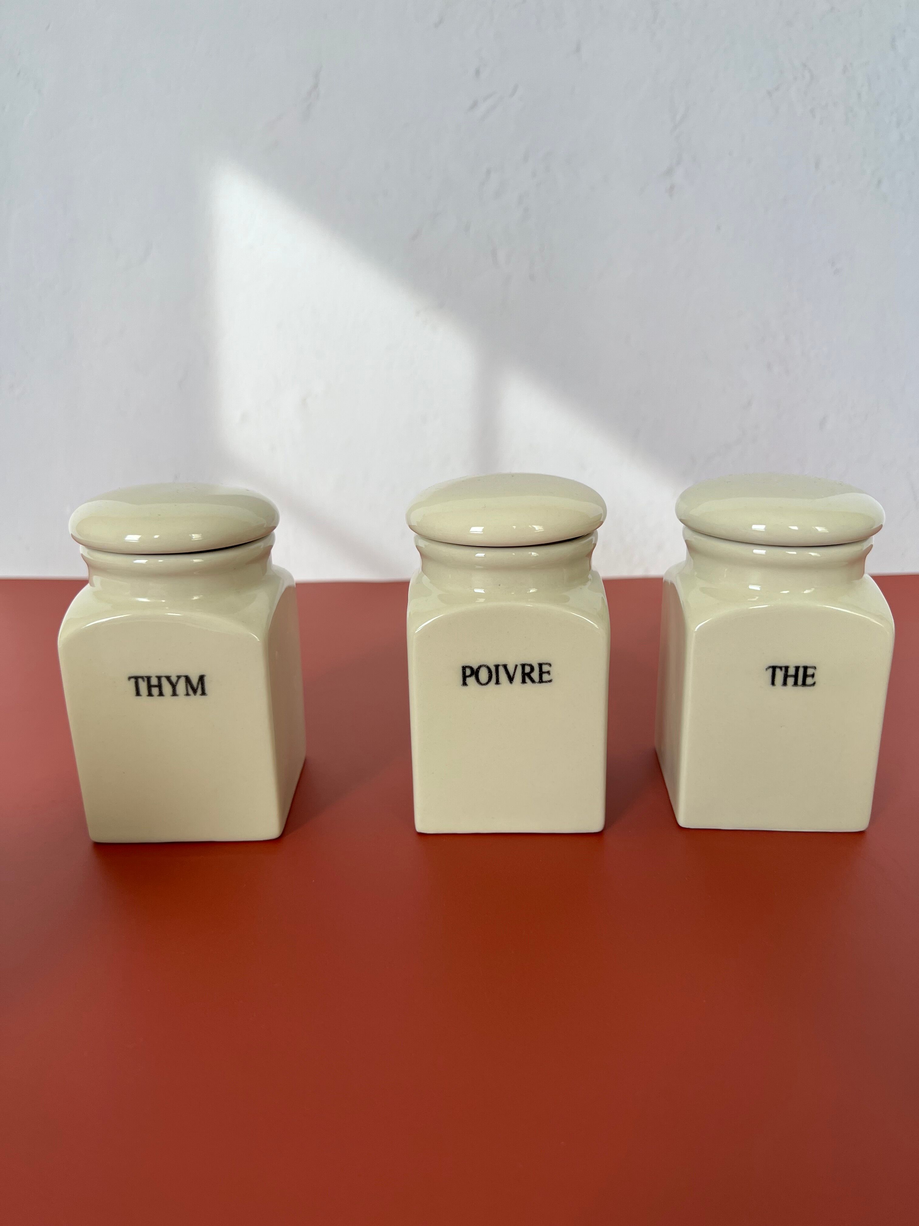 Set of vintage porcelain spice jars
