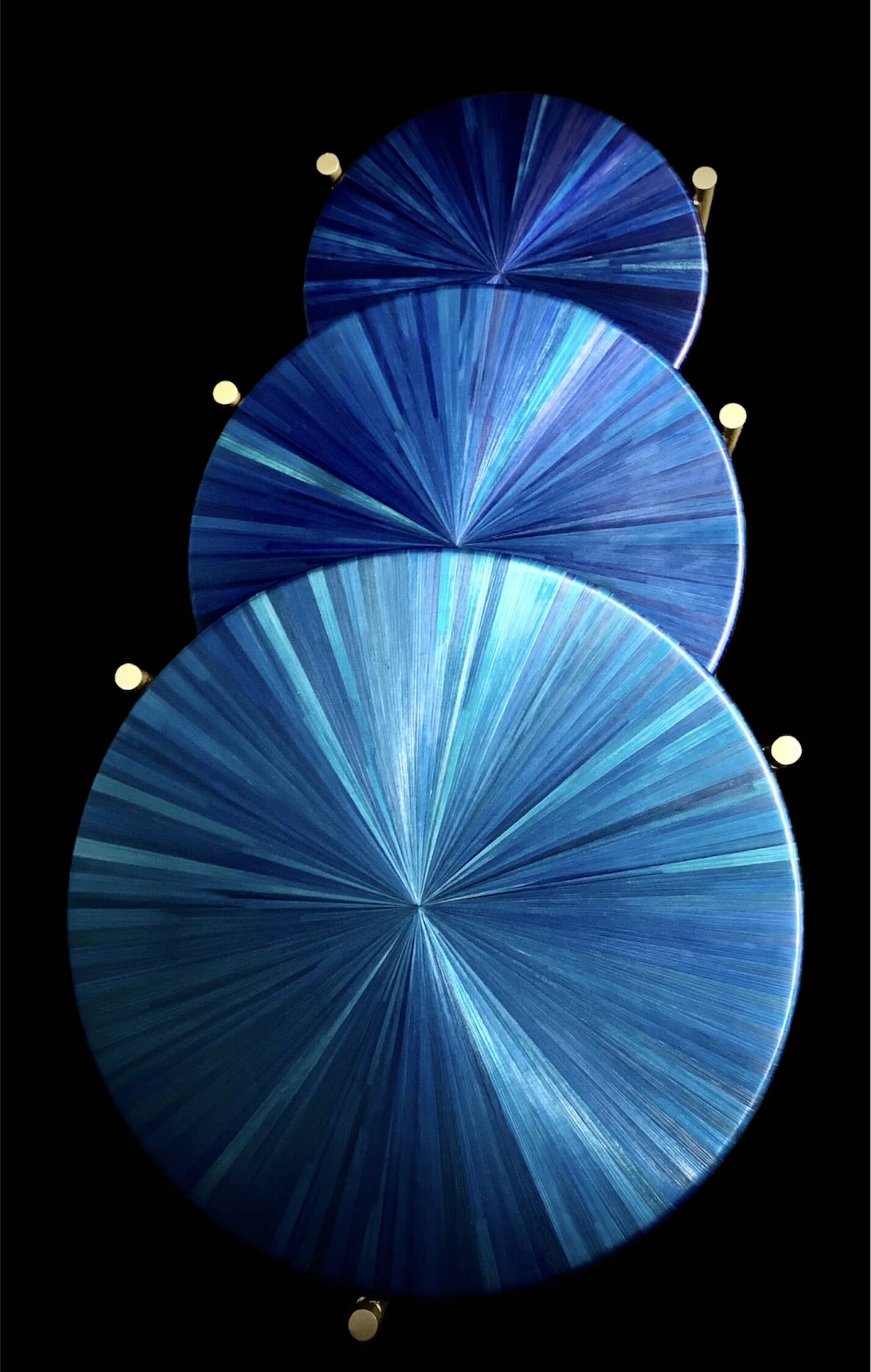 Straw marquetry nesting tables