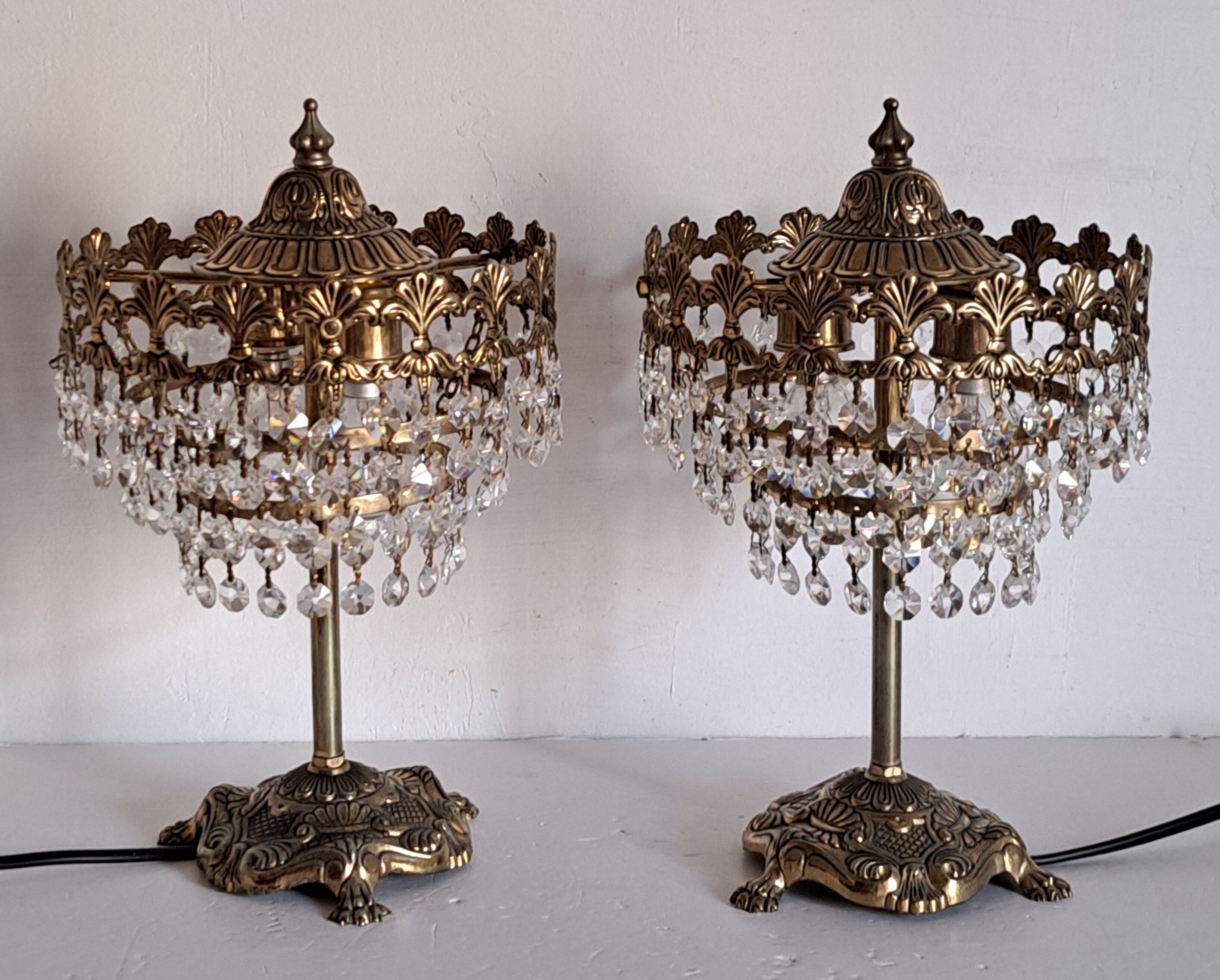 Pair of bedside lamps with tassels