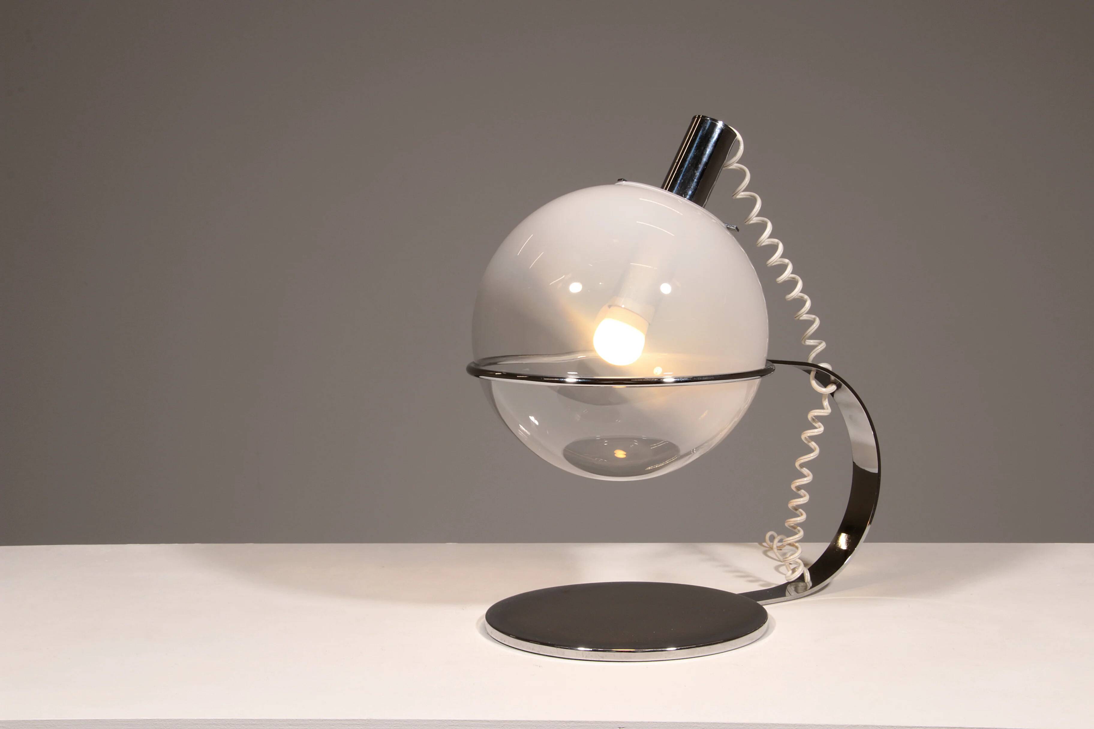 Italian design chrome and glass table lamp, 1960