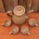 Service à café en grès Vallauris, 4 tasses et cafetière