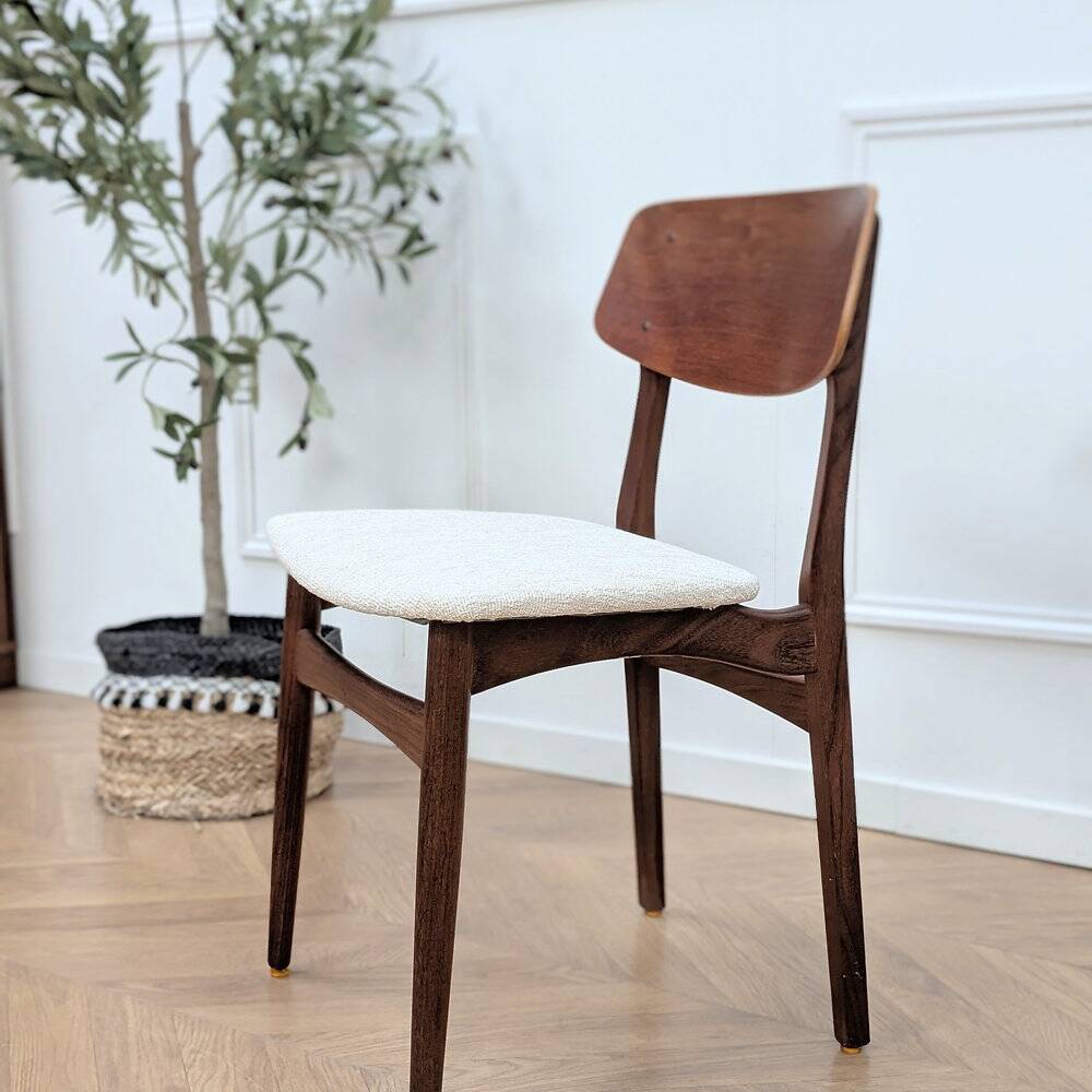 Chaises scandinave teck & tissu