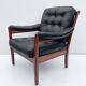 Vintage black leather lounge chair by gote mobler 1970s
