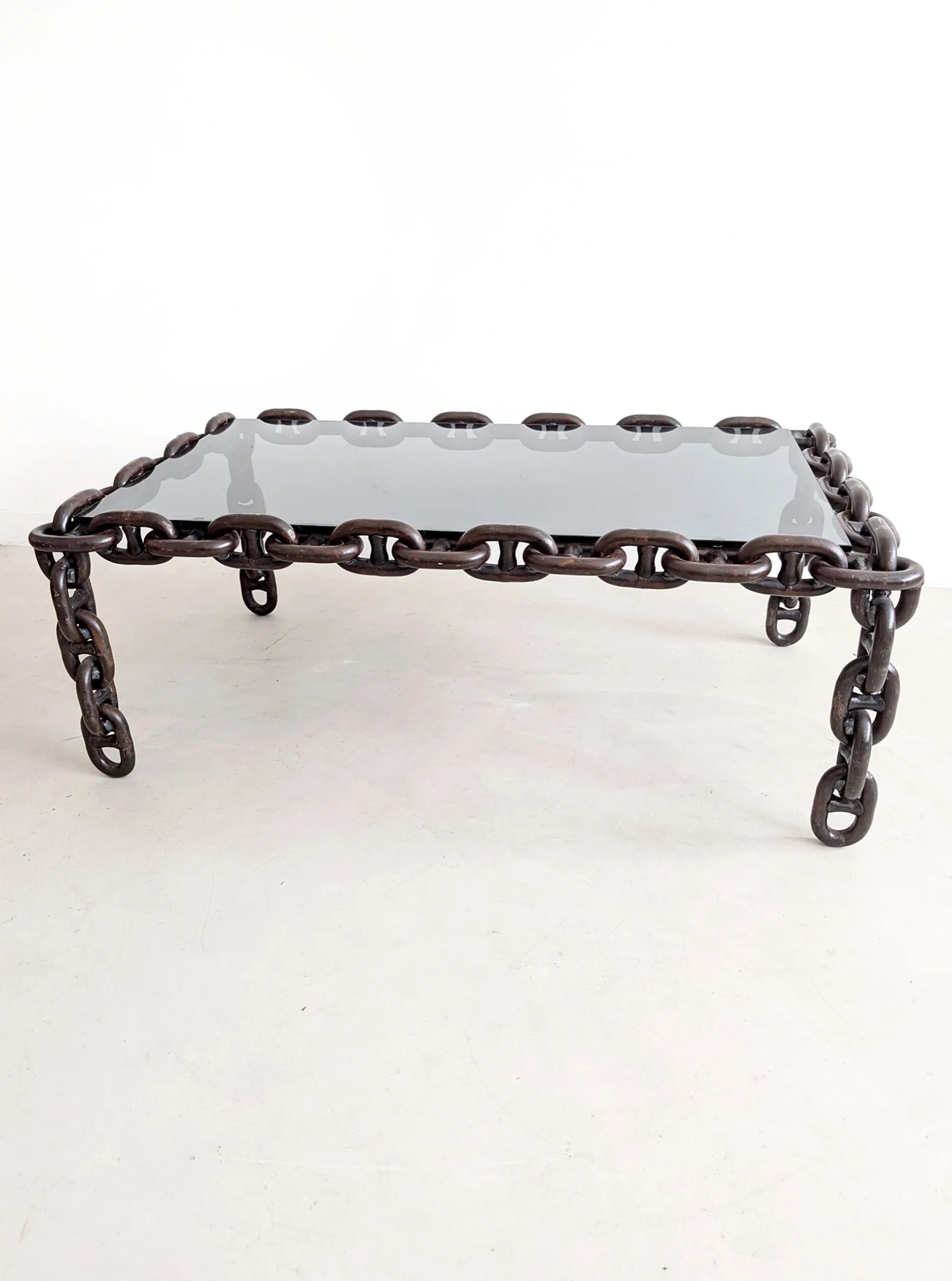 Brutalist chain link coffee table 1970s