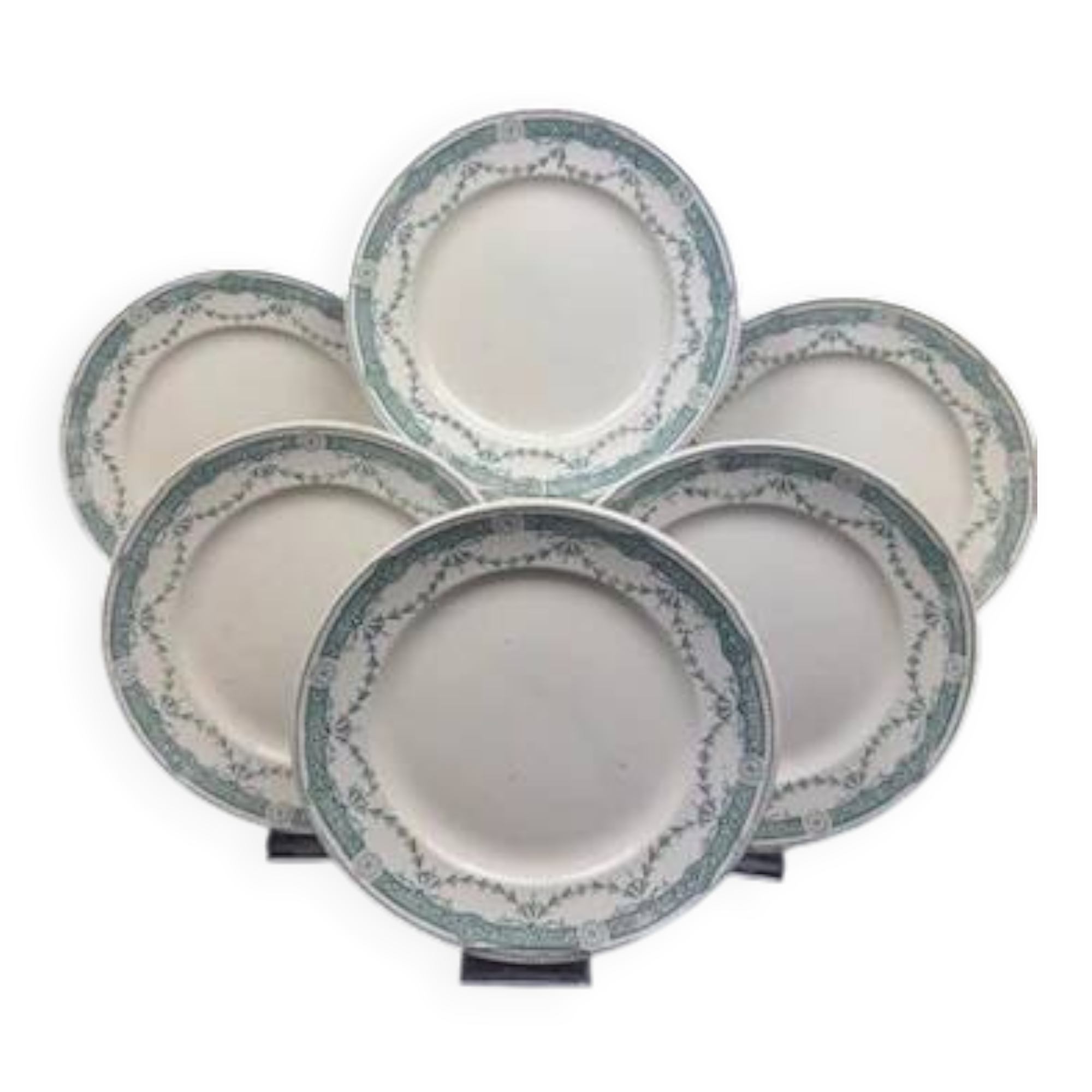 Set of 6 old earthenware plates Moulin des Loups & Hamage – Provence model – Terre de Fer