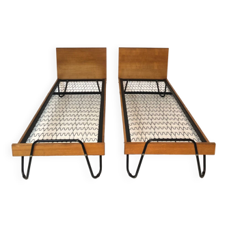 Pair of Robert Charroy beds / Mobilor 1950