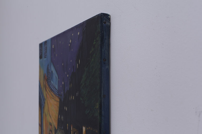 Oil on canvas painting - night town