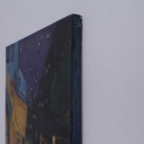 Oil on canvas painting - night town