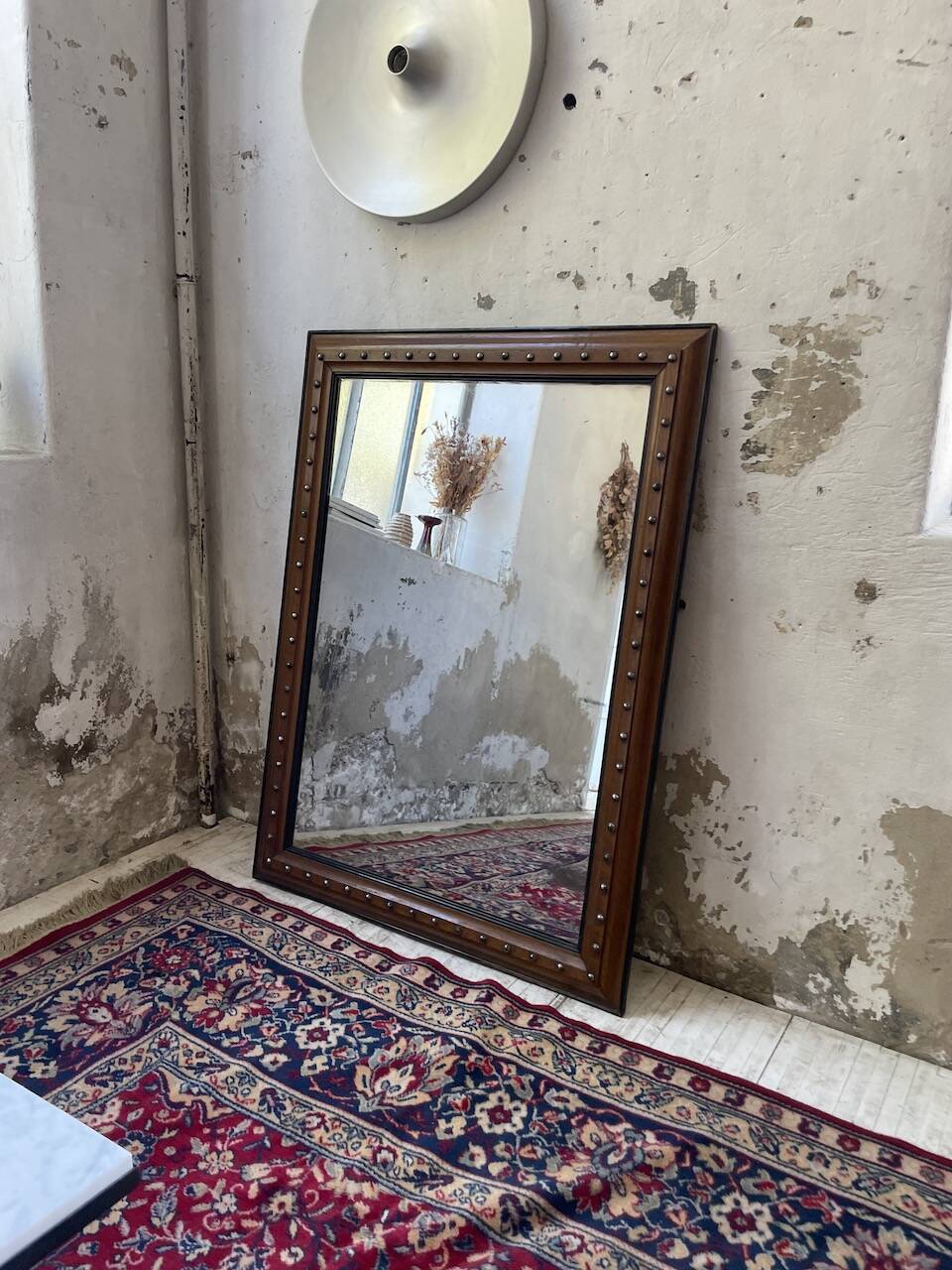 1900 wooden mirror with nails