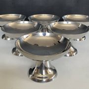 Set of 6 vintage stainless steel ice cream bowls