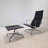 Model EA 124 + 125 Vitra Lounge Chair and Ottoman by Charles & Ray Eames