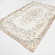 6x10 Cream & Beige Oriental Turkish Area Rug, 193x298Cm
