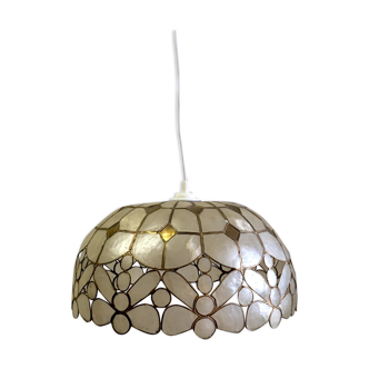 Mother-of-pearl and brass hanging lamp 1960s