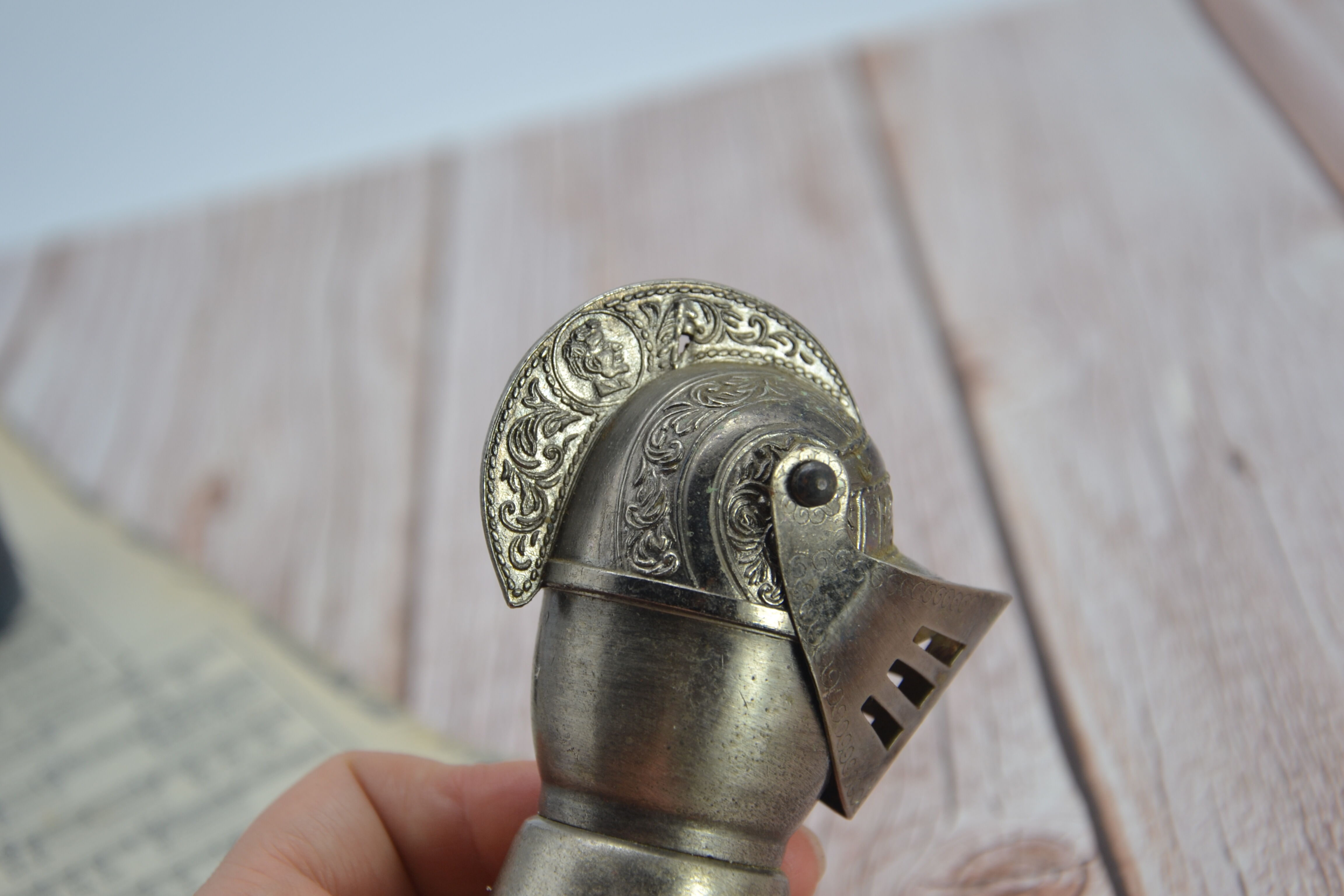 Old silver metal pouring cap