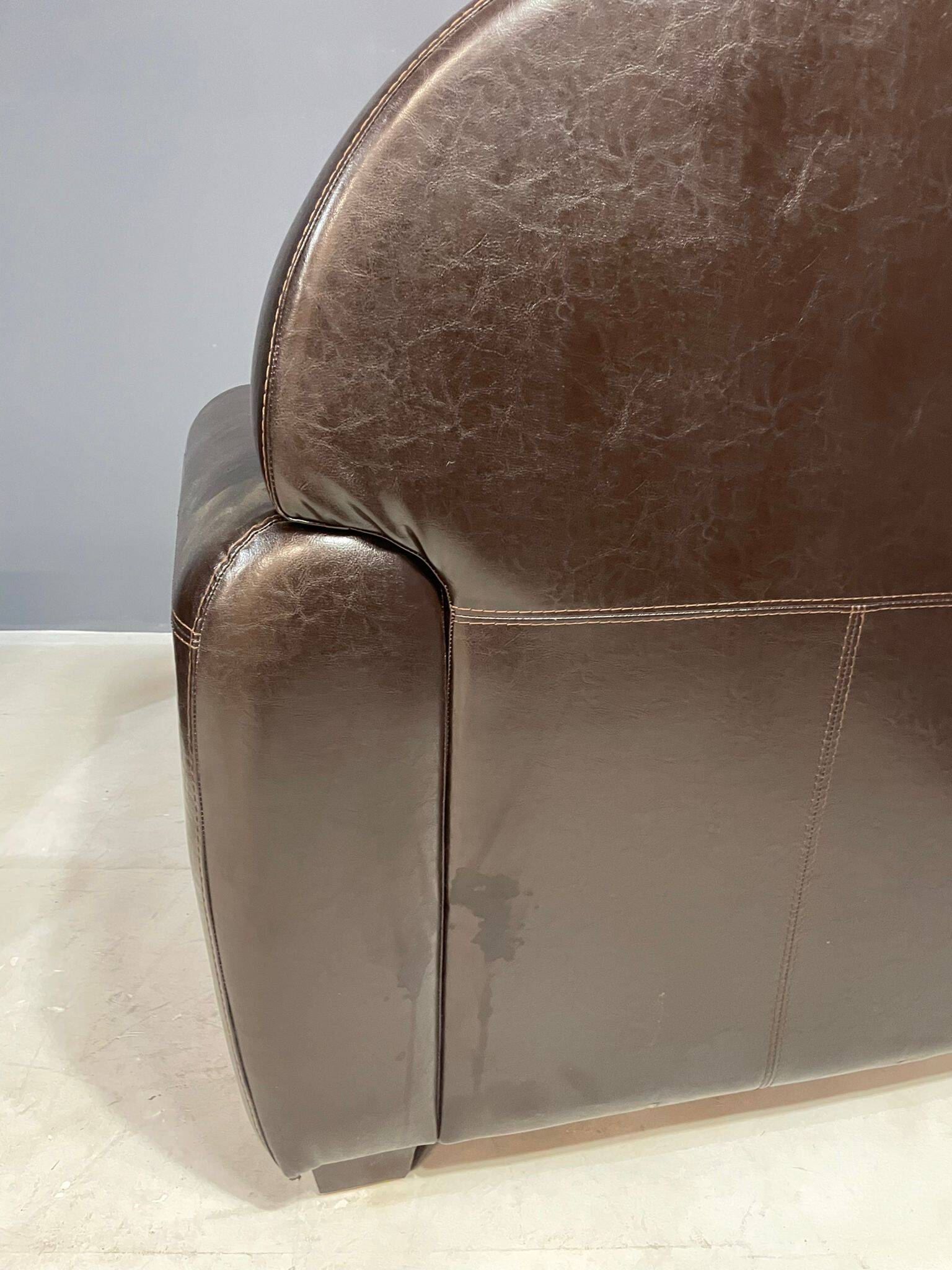 Pair of leather armchairs in French Art Deco style, 1970s