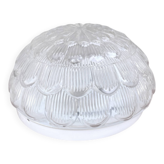 New, never used Massive glass ceiling lamp, Belgium 1980s.