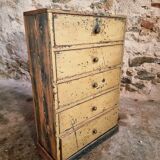 Antique French pine drawer cabinet – Narrow storage unit – Workshop/apothecary style – circa 1900