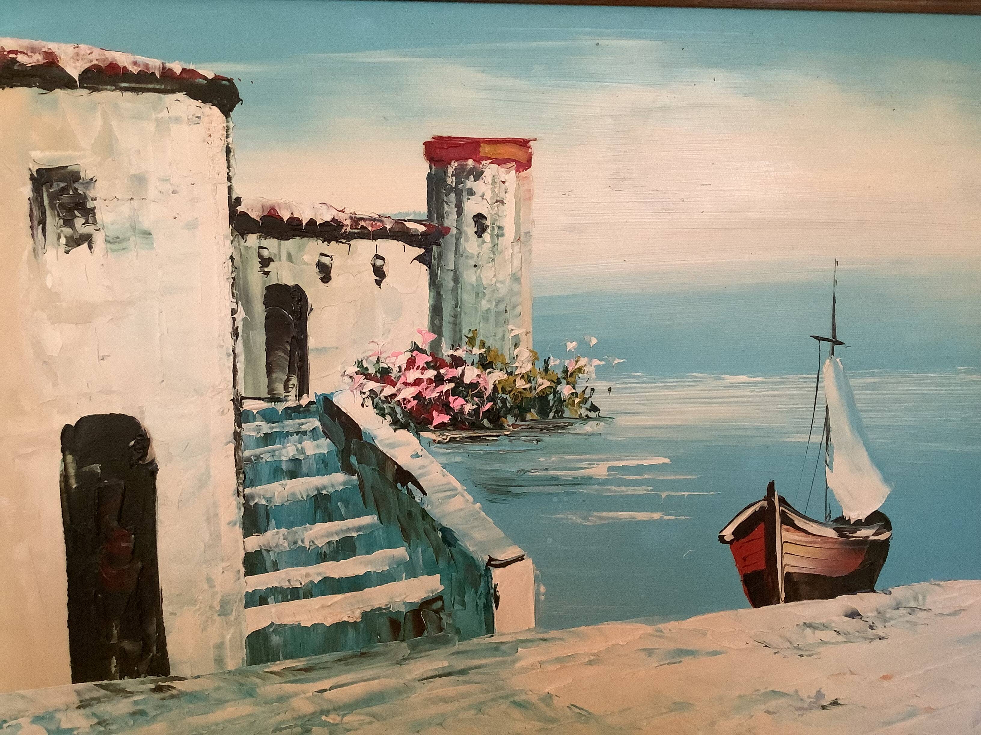 Seascape painting in oil on panel