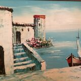 Seascape painting in oil on panel