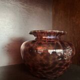 Amber smoked glass vase known as tortoiseshell, 1970s design.