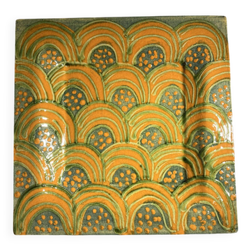 Annick Séguret – large vintage ceramic trivet signed – 20 cm