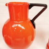 Schneider Orangeade / Lemonade Service, Le Verre Français. 2 Pitchers and 6 Glasses