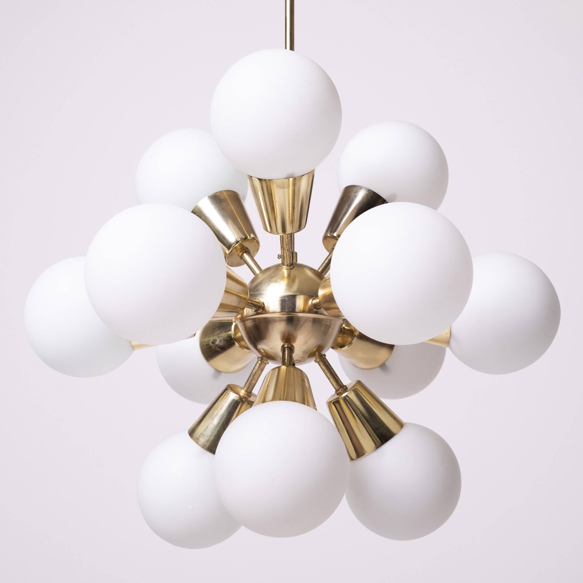 Sputnik Chandelier by Kamenicky Senov, Czechoslovakia, 1970s, Brass / glass