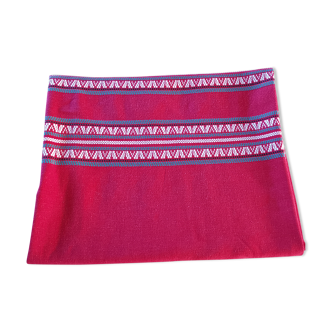 Ancienne nappe rectangulaire rouge Basque