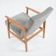 Vintage polish armchair, restored, 1960s, grey fabric, teak