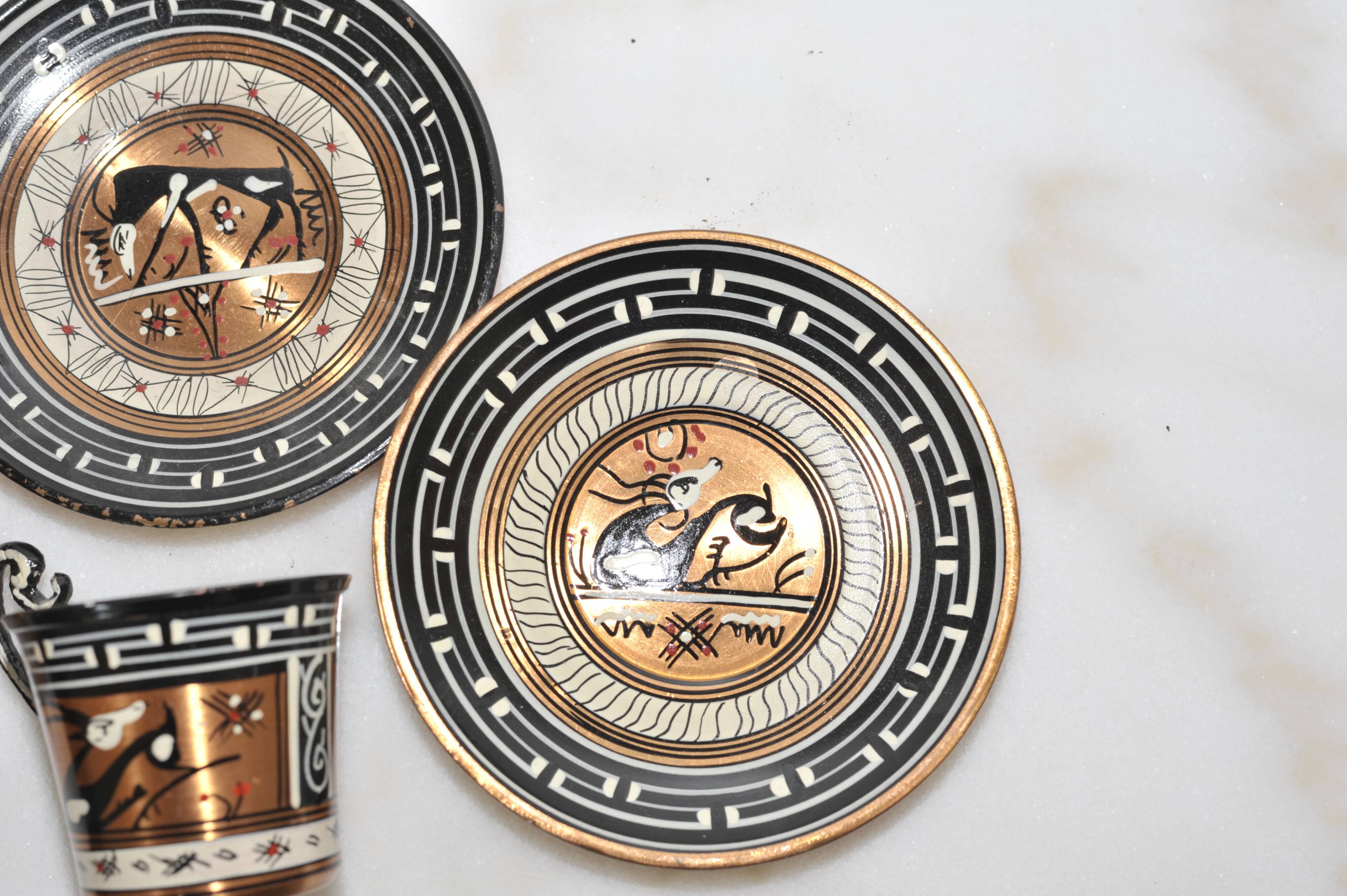 2 Greek espresso cups