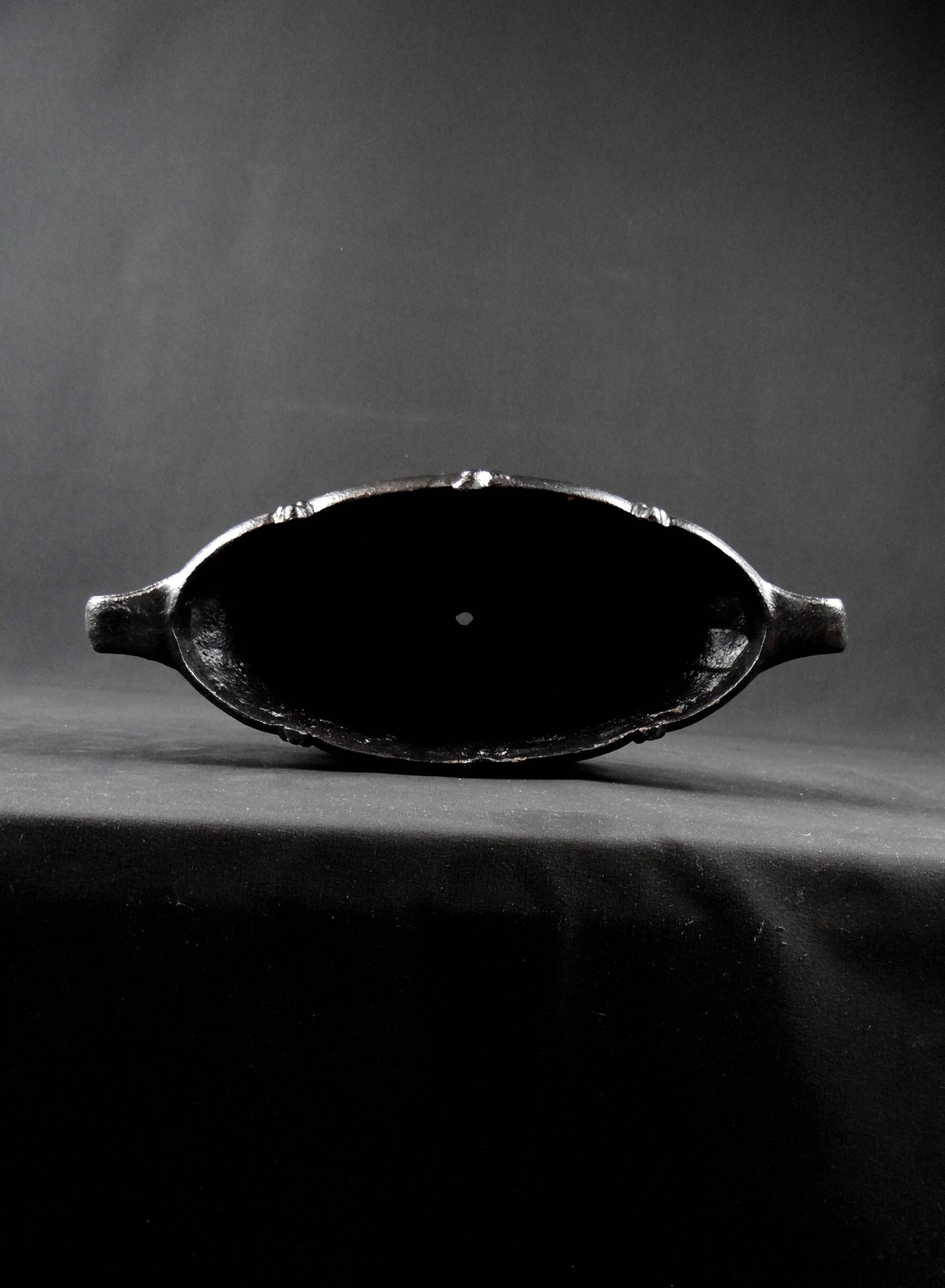 Antique black cast iron planter from the Art Nouveau period, late 19th century