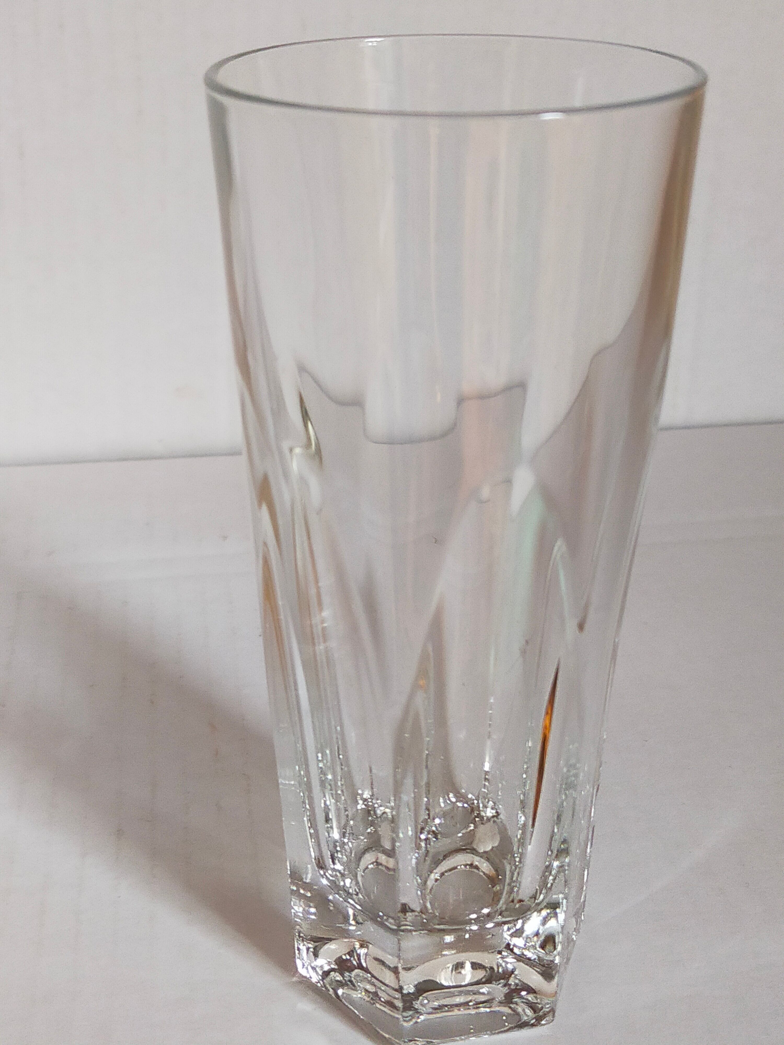 Six Art-Deco long drink glasses in crystal with cut sides