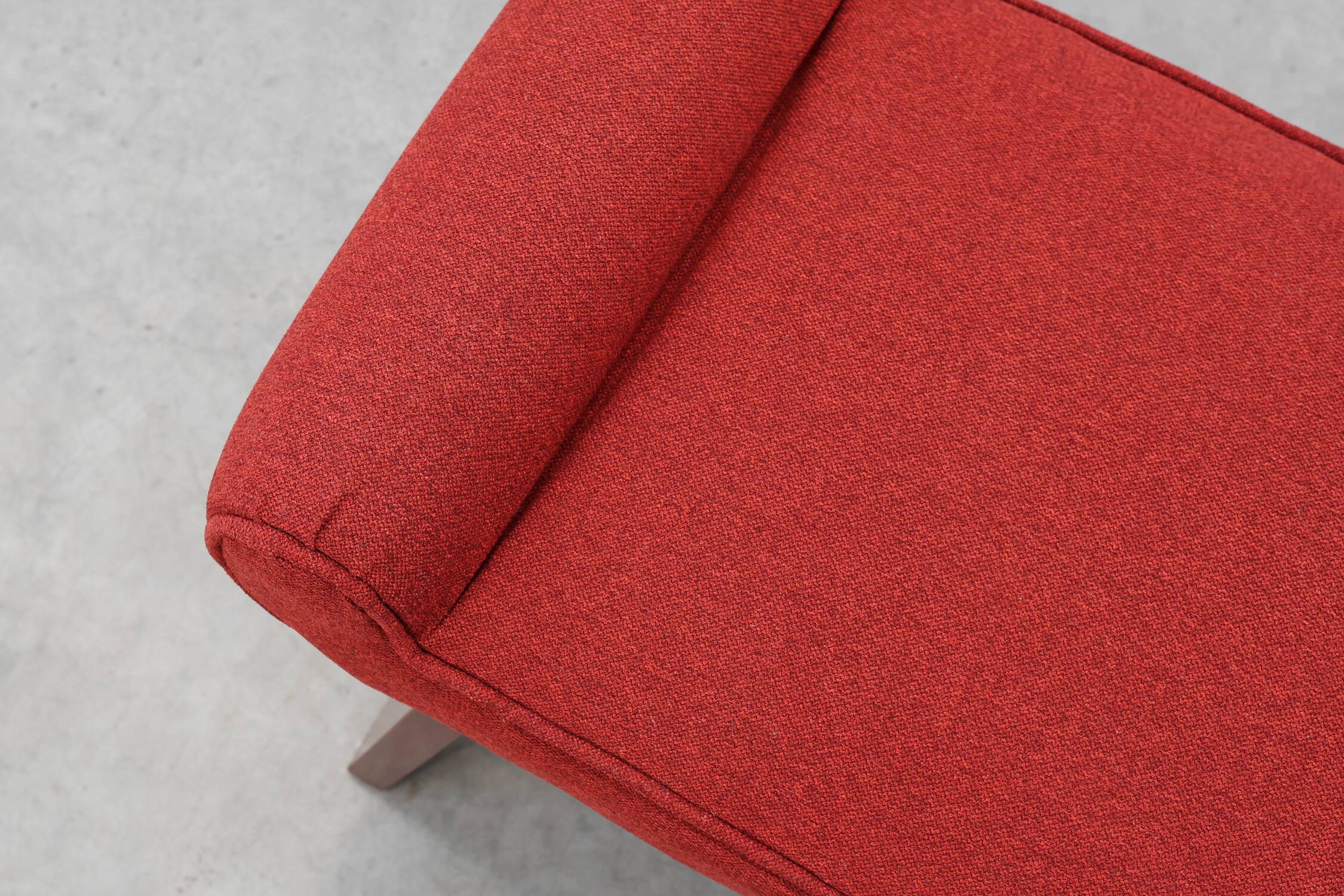 Art Deco Red Reupholstered Stool, Belgium ca. 1920