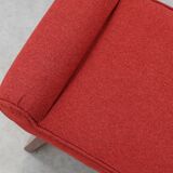 Art Deco Red Reupholstered Stool, Belgium ca. 1920