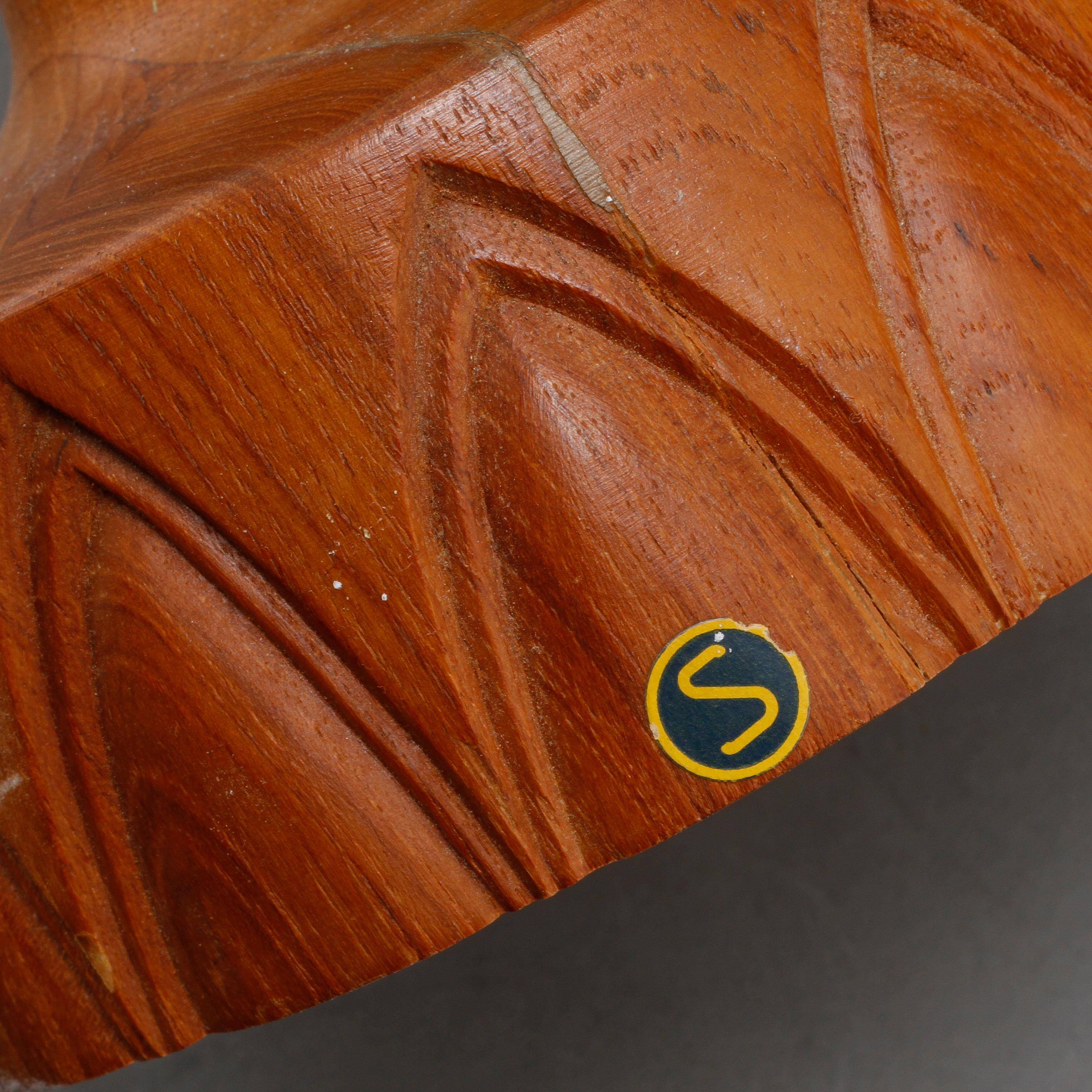 Sculpted teak table lamps for Ab Stilarmatur Tranas, Sweden, 1960.